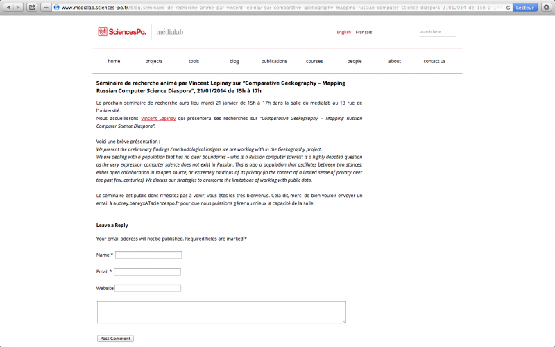 Russian Geekography // 21.01.14 @ medialab Sciences Po